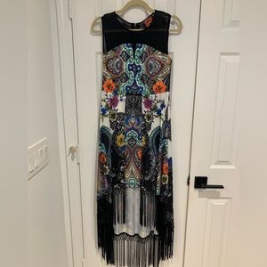 Simon Chang designer High-Low fringed dress in Size 6